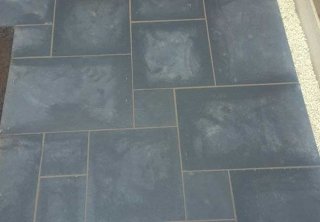 A black limestone patio we layed at a job we completed in Basford, Nottingham A black limestone patio we layed at a job we completed in Basford, Nottingham