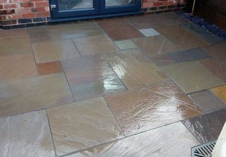 A patio we layed at Kimberley, Nottingham using a Raj Green Indian Sandstone A patio we layed at Kimberley, Nottingham using a Raj Green Indian Sandstone