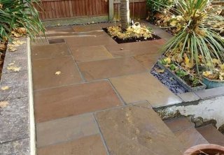 A patio we layed at Kimberley, Nottingham using a Raj Green Indian Sandstone A patio we layed at Kimberley, Nottingham using a Raj Green Indian Sandstone