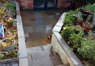 A patio we layed at Kimberley, Nottingham using a Raj Green Indian Sandstone A patio we layed at Kimberley, Nottingham using a Raj Green Indian Sandstone