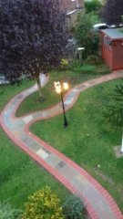 A path we created at a job in Edwalton, Nottingham using a red pavior for the edging and a multi buff indian sanstone for the infill of the path A path we created at a job in Edwalton, Nottingham using a red pavior for the edging and a multi buff indian sanstone for the infill of the path